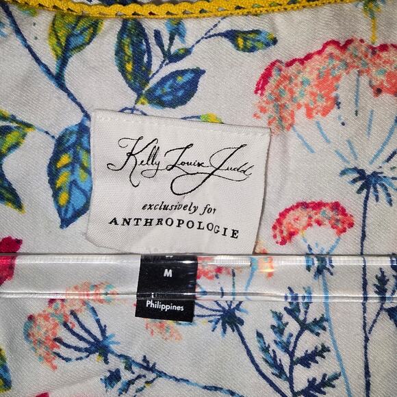 Anthropologie x Kelly Louise Judd Fable Flannel Pajama Set Floral White Multi M - Picture 6 of 11